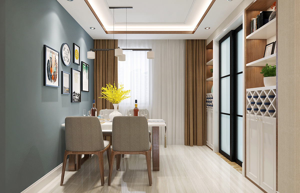 鳴湖半島132平米現(xiàn)代簡約風格裝修效果圖